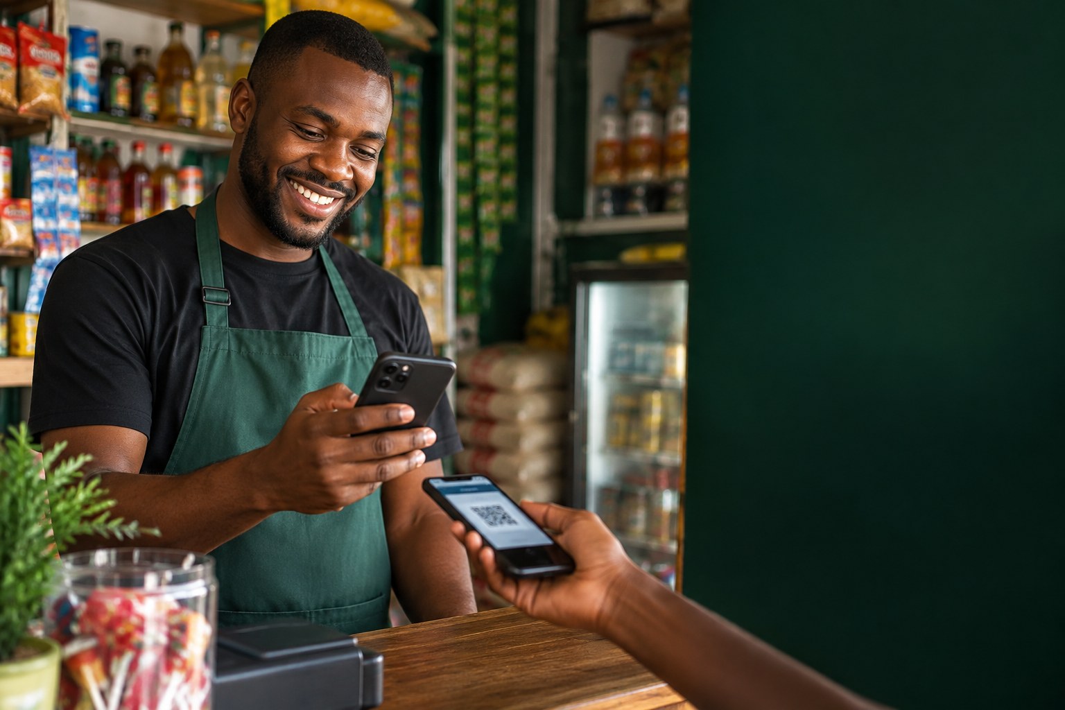 Comerciante a confirmar um pagamento com KUMBO